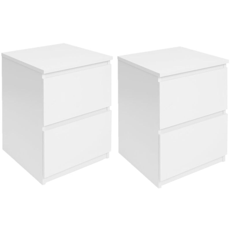 Lot de 2 tables de chevet TOMI 2 tiroirs bois blanc
