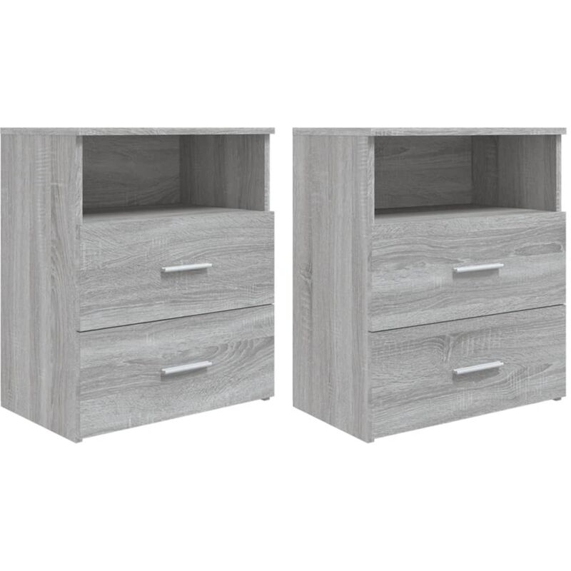 Lot de 2 Tables de chevet - Bout de Canapé Armoires De Rangement Sonoma gris 50x32x60 cm BV294267