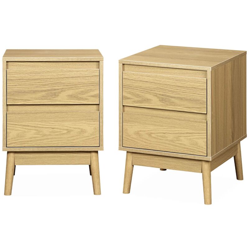 Lot de 2 tables de chevet décor bois. deux tiroirs