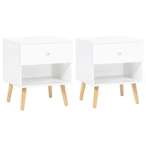 IDMARKET Lot de 2 tables de chevet EMMIE scandinaves 1 tiroir avec niche blanc