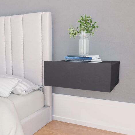 Lot de 2 Tables de chevet flottantes - Bout de Canapé Armoires De Rangement Gris 40x30x15 cm Aggloméré BV207310 - BonneVie