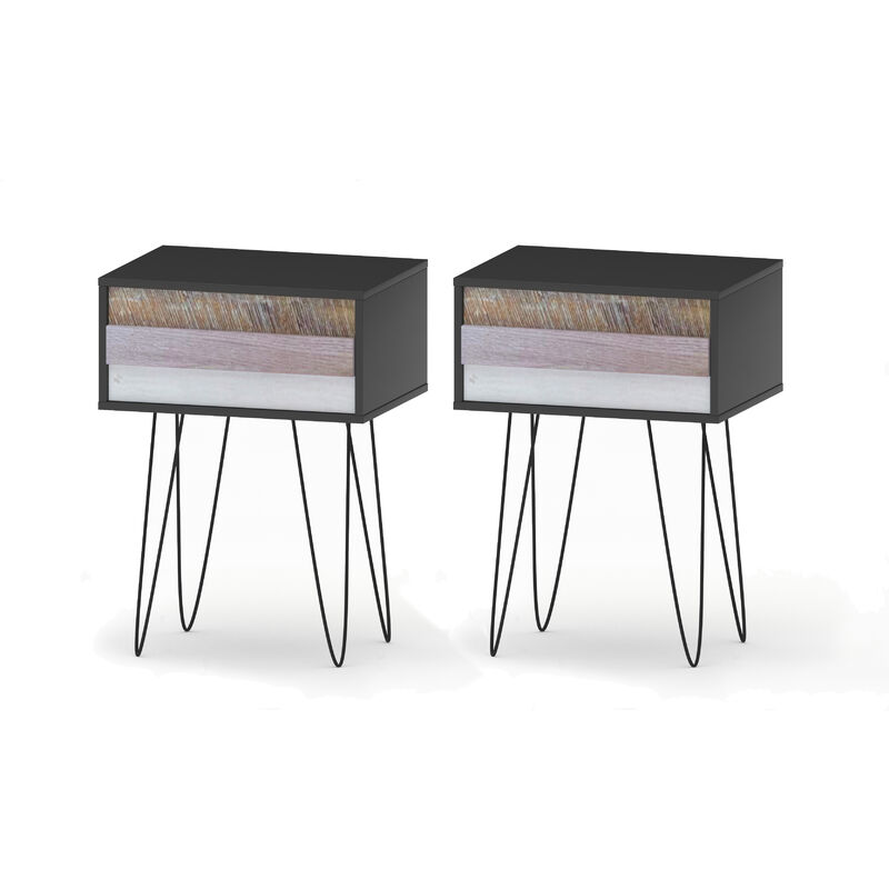 Lot de 2 tables de chevet MATHILDA 1 tiroir scandinaves