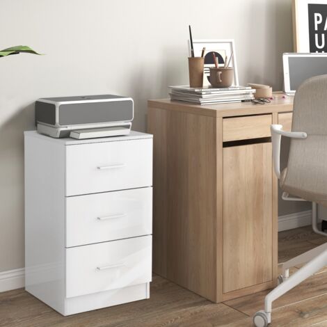 Lot de 2 Tables de Chevet Meuble de Rangement avec 3 Tiroirs  Caisson de Bureau  Blanc DESIGN IN