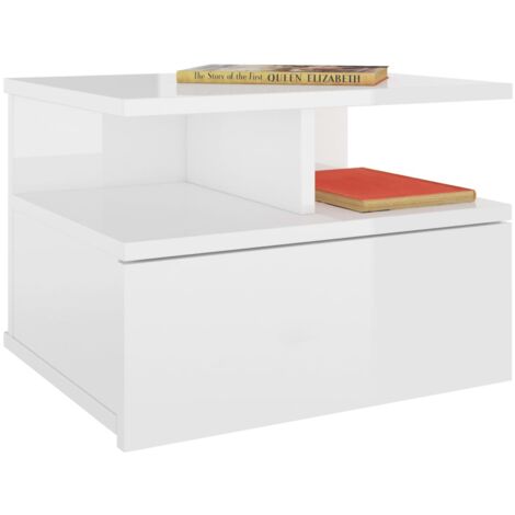 Lot de 2 Tables de chevet Meubles De Rangement / Blanc brillant 40x31x27 cm Aggloméré