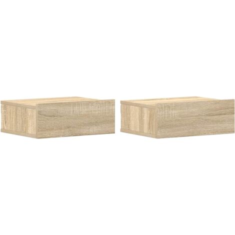 Lot de 2 tables de chevet murale avec tiroir 40 x 30 x 15 cm bois ingénierie couleur chêne DEC035994