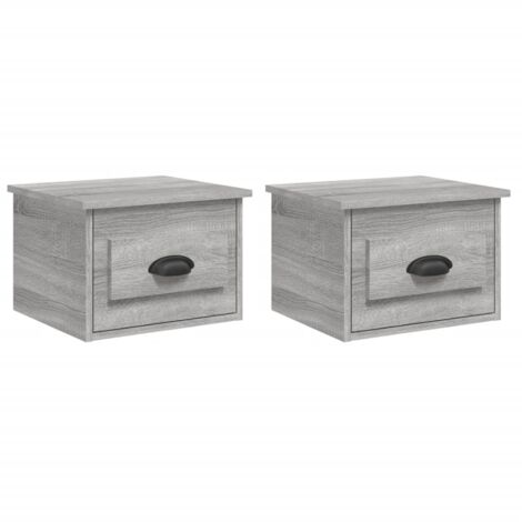 Lot de 2 tables de chevet murales avec tiroir 41,5 x 36 x 28 cm bois d'ingénierie gris DEC036111