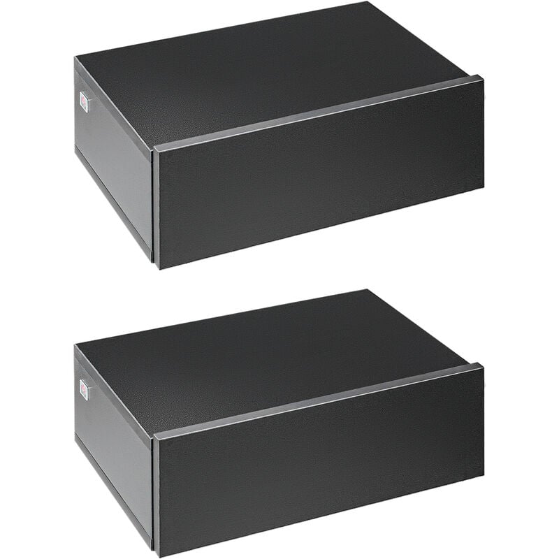 Lot de 2 tables de chevet murales - lot de 2 tables de nuit - tiroir coulissant, plateau - panneaux particules noir