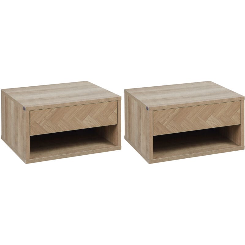 Lot de 2 tables de chevet murales naelle aspect bois