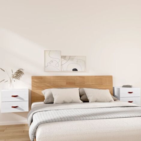 lot de 2 Tables de chevet murales  Tables d'Appoint  Tables de nuit Blanc 50x36x40 cm VGT33234