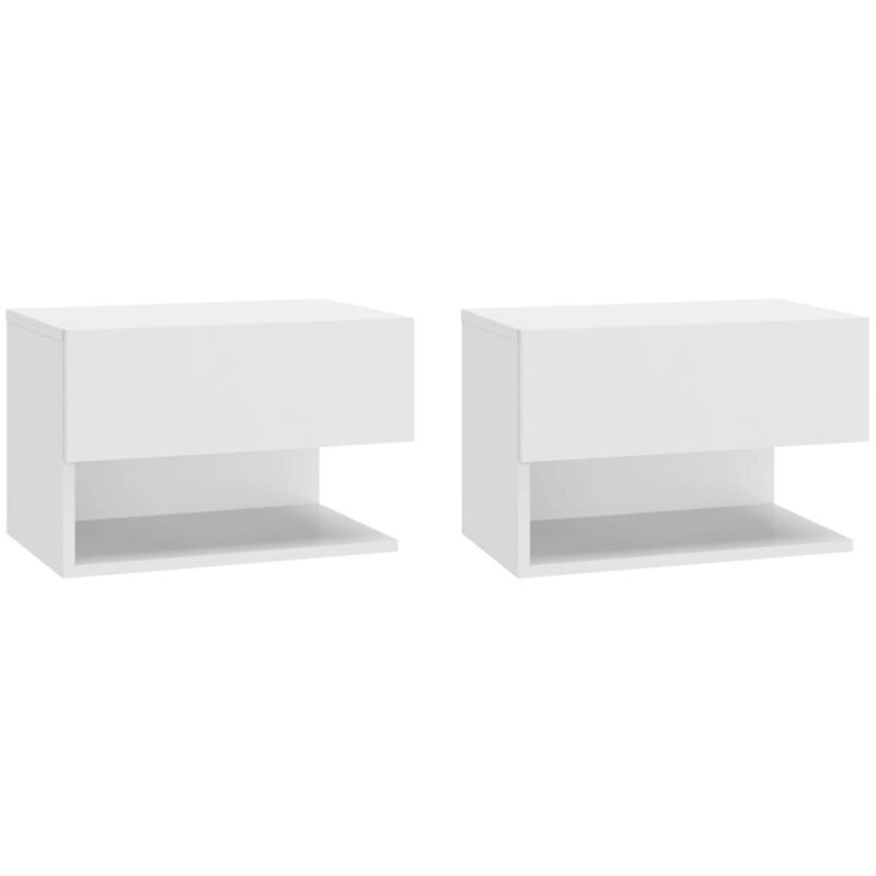 Lot de 2 Tables de Chevet murales, Tables de nuit, pour Chambre Salon Couloir, Blanc Bois d'ingénierie OIB2376E - Blanc