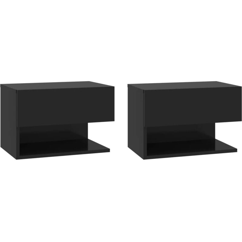 Lot de 2 Tables de Chevet murales, Tables de nuit, pour Chambre Salon Couloir, Noir Bois d'ingénierie OIB5680E - Noir