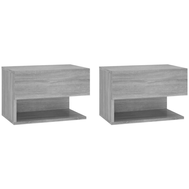 Lot de 2 Tables de Chevet murales, Tables de nuit, pour Chambre Salon Couloir, Sonoma gris Bois d'ingénierie OIB4125E - Gris