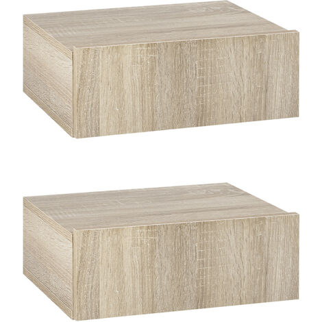 Lot de 2 tables de chevet murales THIBAUT chêne clair