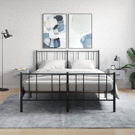 Lot de 2 Tables de chevet murales,Tables d'Appoint Console,Bout de Canapé gris béton 35x35x20 cm -90430