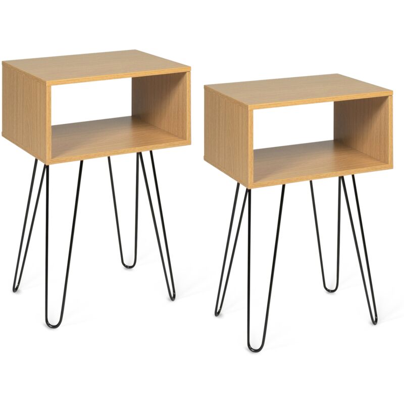 Lot de 2 tables de chevet noemi bois pied épingle