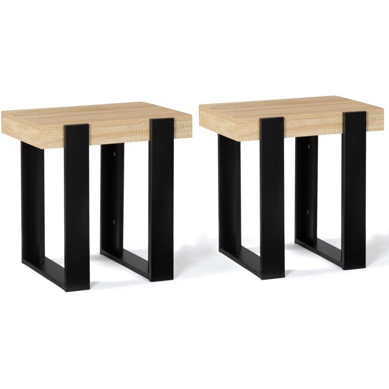 Lot de 2 tables de chevet phoenix tables d'appoint bois et noir