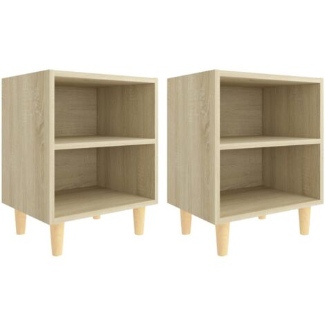 Lot de 2 Tables de chevet pieds en bois Table console / Chêne sonoma 40x30x50 cm