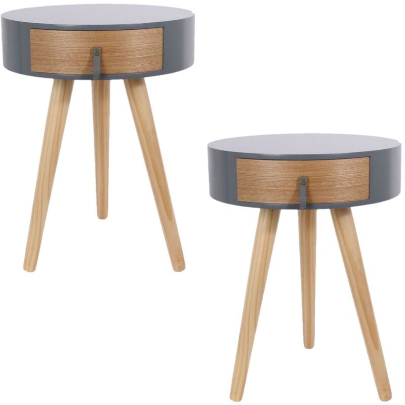 Lot de 2 tables de chevet scandinaves Nora