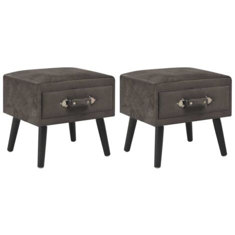 Lot de 2 Tables de chevet Table d'Appoint Industriel - Tables de Nuit Commodes Gris 40x35x40 cm Velours -BV95896