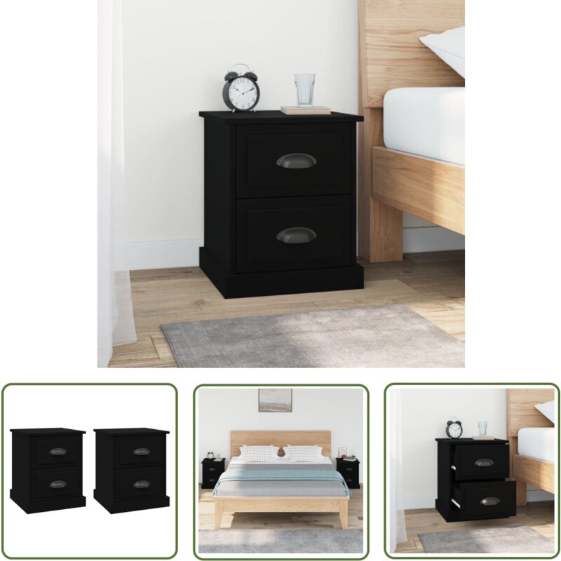 Maison Chic - The Living Store Tables de chevet 2 pcs noir 39x39x47,5 cm bois d'ingénierie - Table De Chevet - Meubles De Chambre - Armoire De Chevet