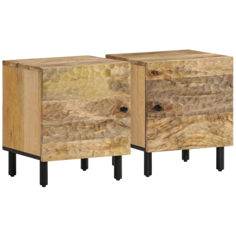 Lot de 2 Tables de chevet Table d'appoint Table de nuit 40x33x46 cm Bois de manguier solide CVW19760