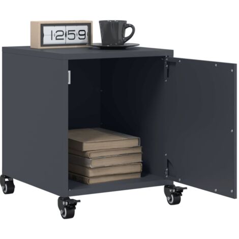 Lot de 2 Tables de chevet  Table d'appoint  Table de nuit anthracite 36x39x43,5 cm acier CFW56423
