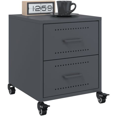 Lot de 2 Tables de chevet  Table d'appoint  Table de nuit anthracite 36x39x43,5 cm acier CFW58221