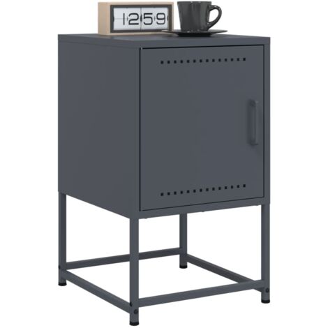 Lot de 2 Tables de chevet  Table d'appoint  Table de nuit anthracite 36x39x60,5 cm acier CFW76918