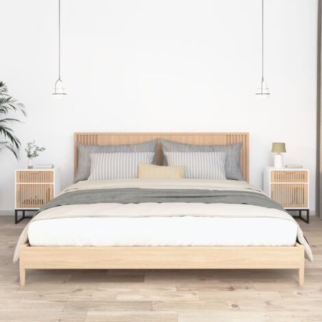 Lot de 2 Tables de chevet  Table d'appoint  Table de nuit blanc 40x30x55,5cm bois ingénierie et fer CVW62188