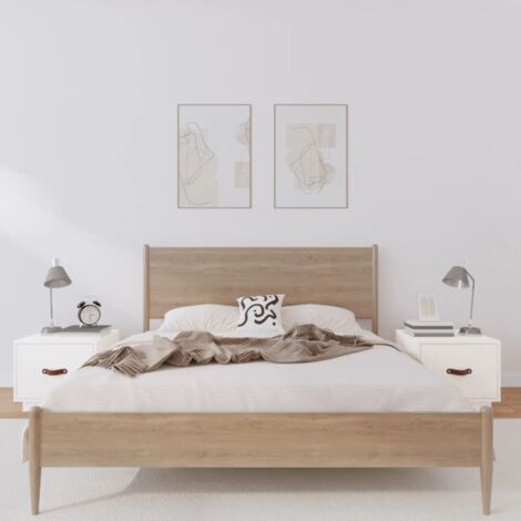 Lot de 2 Tables de chevet  Table d'appoint  Table de nuit Blanc 40x34x35 cm Bois de pin massif CVW20481
