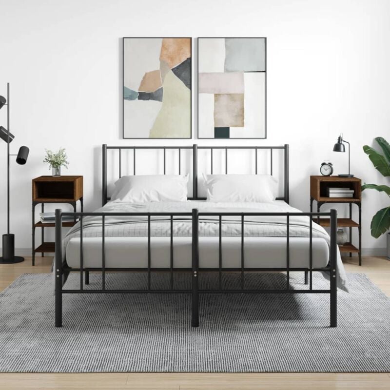 Lot de 2 Tables de chevet Table d'appoint Table de nuit chêne marron 35x34,5x70 cm CVW55559