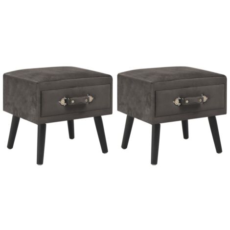 Lot de 2 Tables de chevet  Table d'appoint  Table de nuit Gris 40x35x40 cm Velours CVW99799