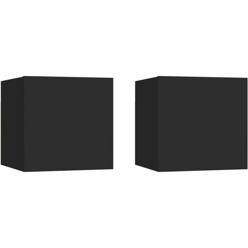 Lot de 2 Tables de chevet Table d'appoint Table de nuit Noir 30,5x30x30 cm Bois d'ingénierie CVW80477