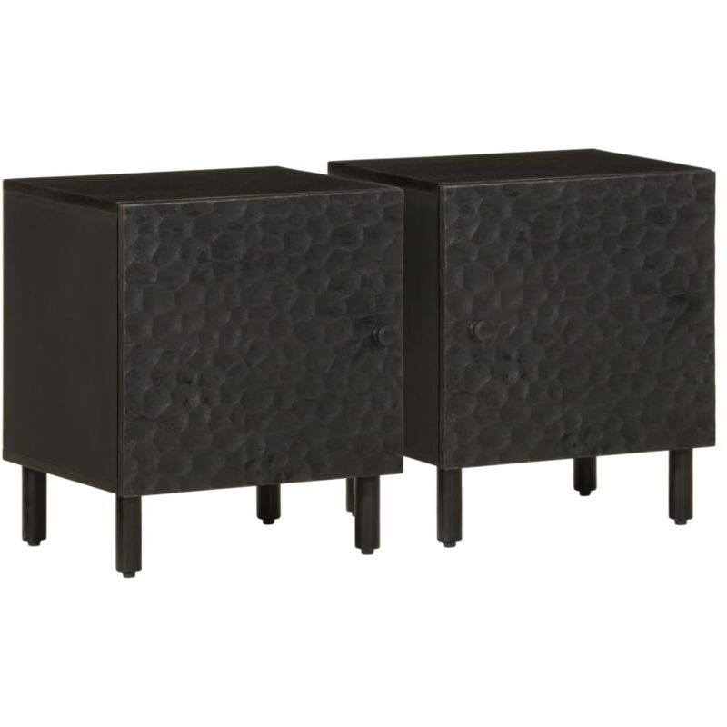 Lot de 2 Tables de chevet Table d'appoint Table de nuit noir 40x33x46 cm bois de manguier solide CVW81605