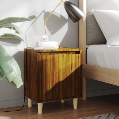 Lot de 2 Tables de chevet  Table d'appoint  Table de nuit pieds en bois Chêne marron 40x30x50 cm CVW88281