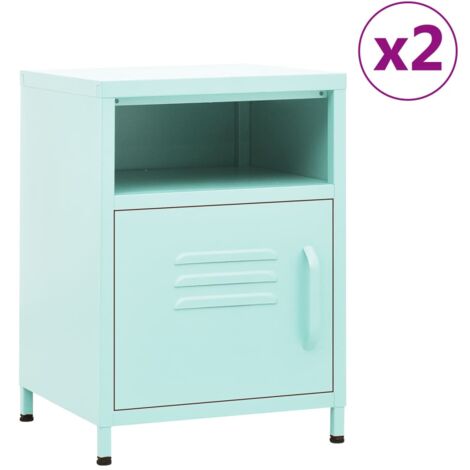 Lot de 2 Tables de chevet Table d'appoint Table de nuit Vert menthe 35x35x51 cm Acier CVW85286