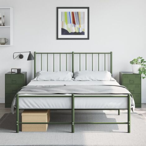 Lot de 2 Tables de chevet Table d'appoint Table de nuit vert olive 34,5x39x62 cm acier CFW73162