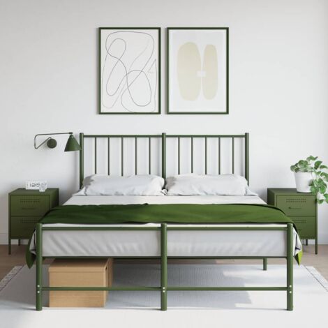 Lot de 2 Tables de chevet Table d'appoint Table de nuit vert olive 36x39x50,5 cm acier CFW83104