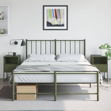 Lot de 2 Tables de chevet Table d'appoint Table de nuit vert olive 36x39x60,5 cm acier CFW54344