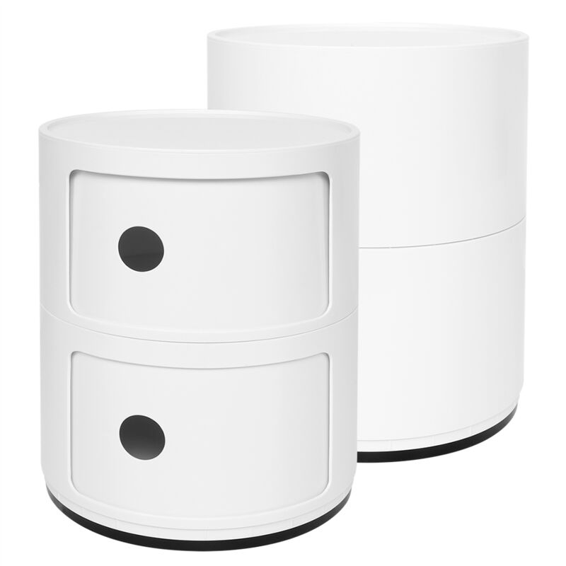 Lot de 2 Tables de Chevet Table de chevet à 2 niveaux, armoire de rangement moderne pour chambre à coucher, armoire de rangement ronde