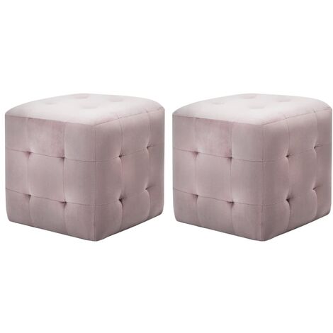 Lot de 2 Tables de chevet Tables d'Appoint de chambre  Tables de Nuit Rose 30x30x30 cm Tissu velours -BV83026