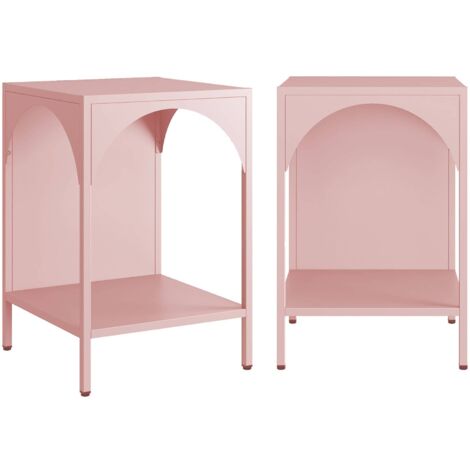 Lot de 2 tables de chevet. tables d'appoint en métal style industriel. rose. L 35 x l 35 x H 51cm