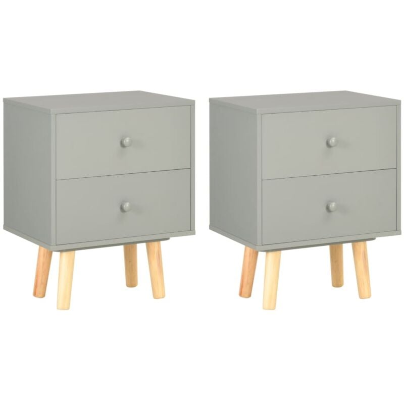 Lot de 2 Tables de chevet, Tables d'appoint pour Salon Chambre,Table de nuit Gris 40 x 30 x 50 cm Pin massif JDOT202 MaisonChic