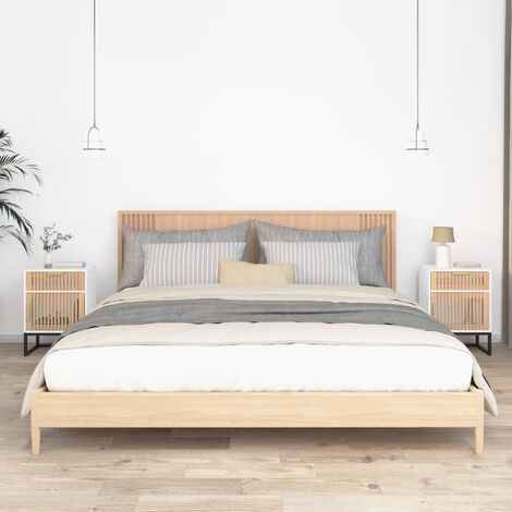 Lot de 2 Tables de chevet  Tables d'Appoint  Tables de nuit  blanc 40x30x55,5cm bois ingénierie et fer VGT84463