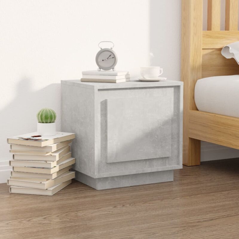 Table de chevet, Table d'appoint, Table de nuit gris béton 44x35x45 cm bois d'ingénierie FR721506 design in