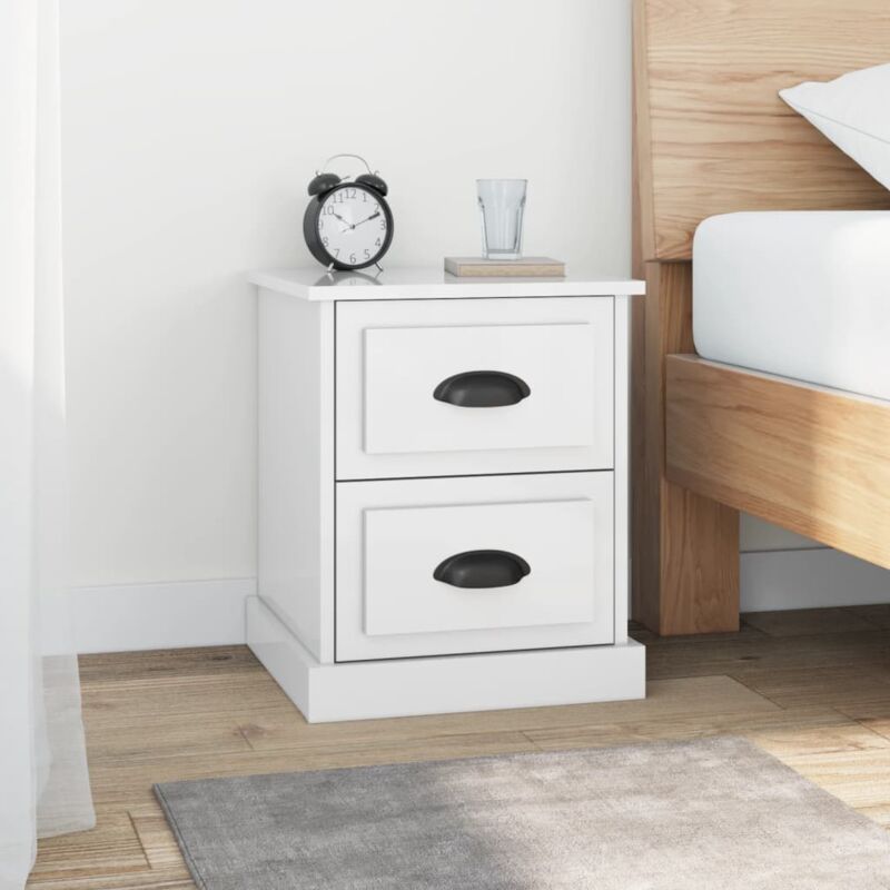 Lot de 2 Tables de chevet, Tables d'appoint, Tables de nuit blanc brillant 39x39x47,5 cm design in
