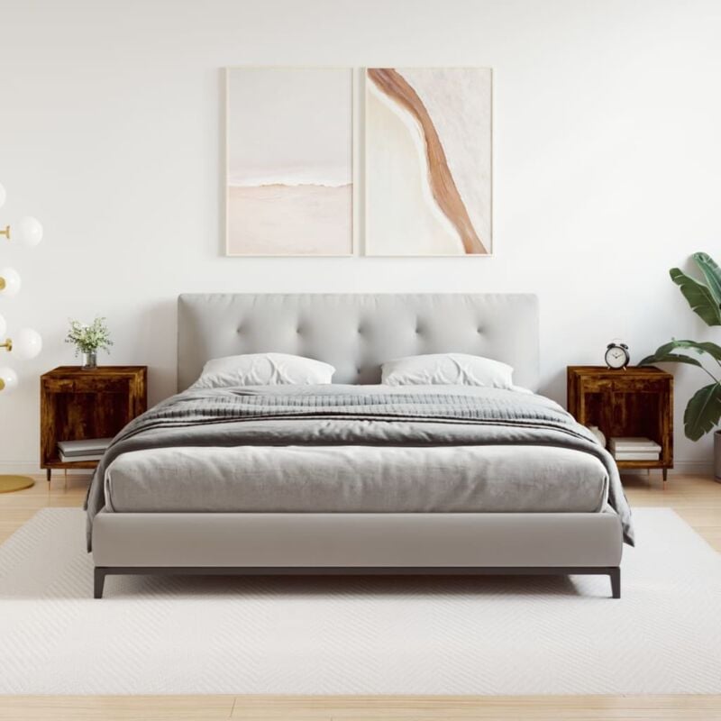 Lot de 2 Tables de chevet, Tables d'appoint, Tables de nuit chêne fumé 40x35x50 cm bois ingénierie FR946855 design in