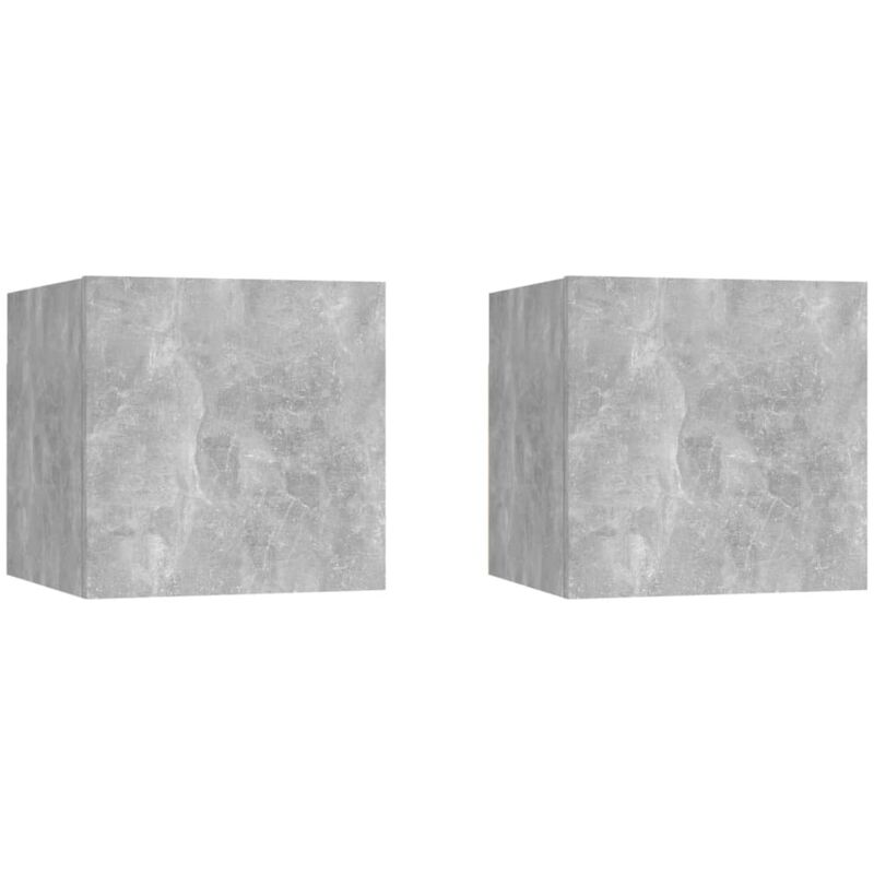 Lot de 2 Tables de chevet Tables d'appoint Tables de nuit Gris béton 30,5x30x30 cm Aggloméré 38956