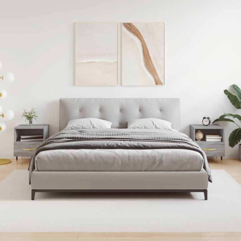 Lot de 2 Tables de chevet Tables d'appoint Tables de nuit gris sonoma 40x35x47,5 cm 23713