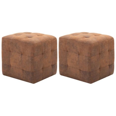Lot de 2 Tables de chevet Tables d'appoint  Tables de nuit Marron 30x30x30 cm Similicuir daim 35008